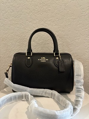 NWT COACH Rowan Black Pebbled Leather Gold Hardware