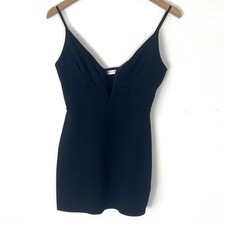 Blue Blush Black Strappy Sleeveless Deep V Neck Mini Dress Party Size Medium