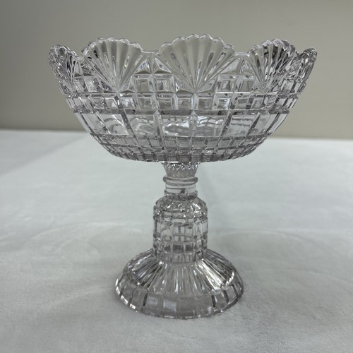 EAPG Richards and Hartley Block and Fan Pattern Antique Compote Bowl, 8" tall UV - Picture 3 of 11