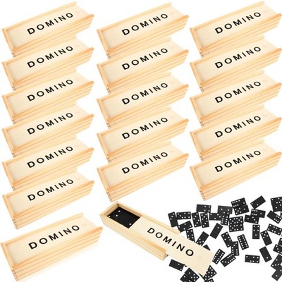 18 Pack Classic Wooden Dominoes Set Double 6 Dominoes Wood Mini Board Games B...