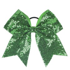 Totelux Green Sequins Cheer Bows 8 Large Bow Hair Ties Ponytail Ho
