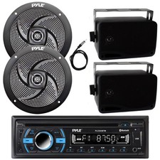 Pyle 1-Din Marine MP3/CD Receiver, 2x 4" 100W Max Speakers, 2x 3.5'' Speakers