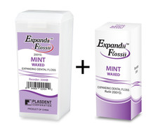 1x Dental Expanding Floss Dispenser  1x 200 Yards Floss Refill, Mint Waxed