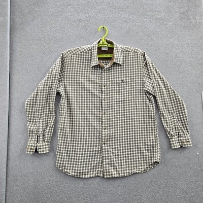 L.L. Bean Men Button Up Shirt 15.5 Brown LL Town & Field Embroidery Plaid