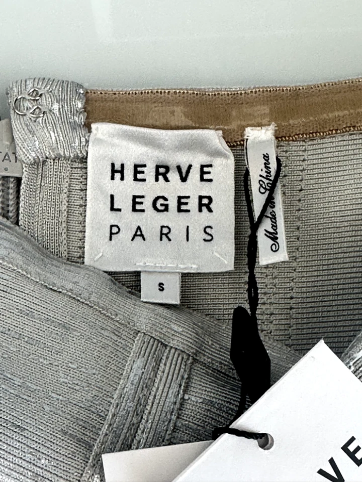 Hervé Léger The Avery Silver Mini Dresses Size S - Image 3 of 4