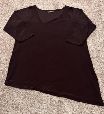 #ad #ad Sympli Dark Brown Open Shoulder Tunic Top Shirt Size 16 $27.18