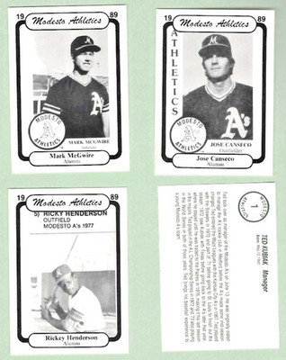1989 Modesto A's Minor League 35 Card Set NM Canseco, McGwire, Henderson + More