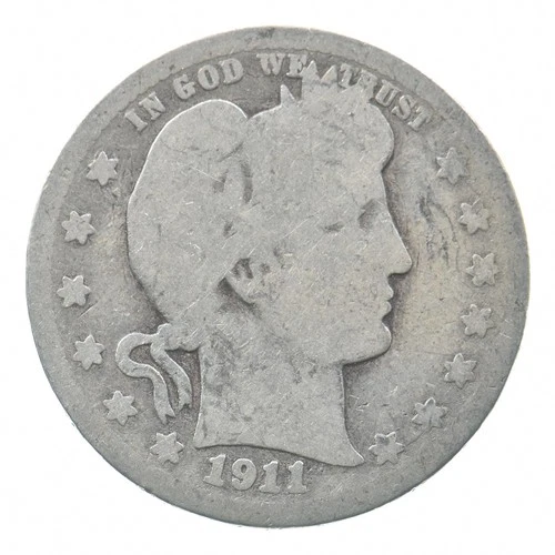 BETTER 1911-D Liberty Barber 90% Silver US Quarter *105