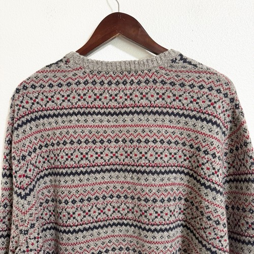 Eddie Bauer Fairisle Wool Blend Grandpa Sweater Gray 2XL - Picture 5 of 9