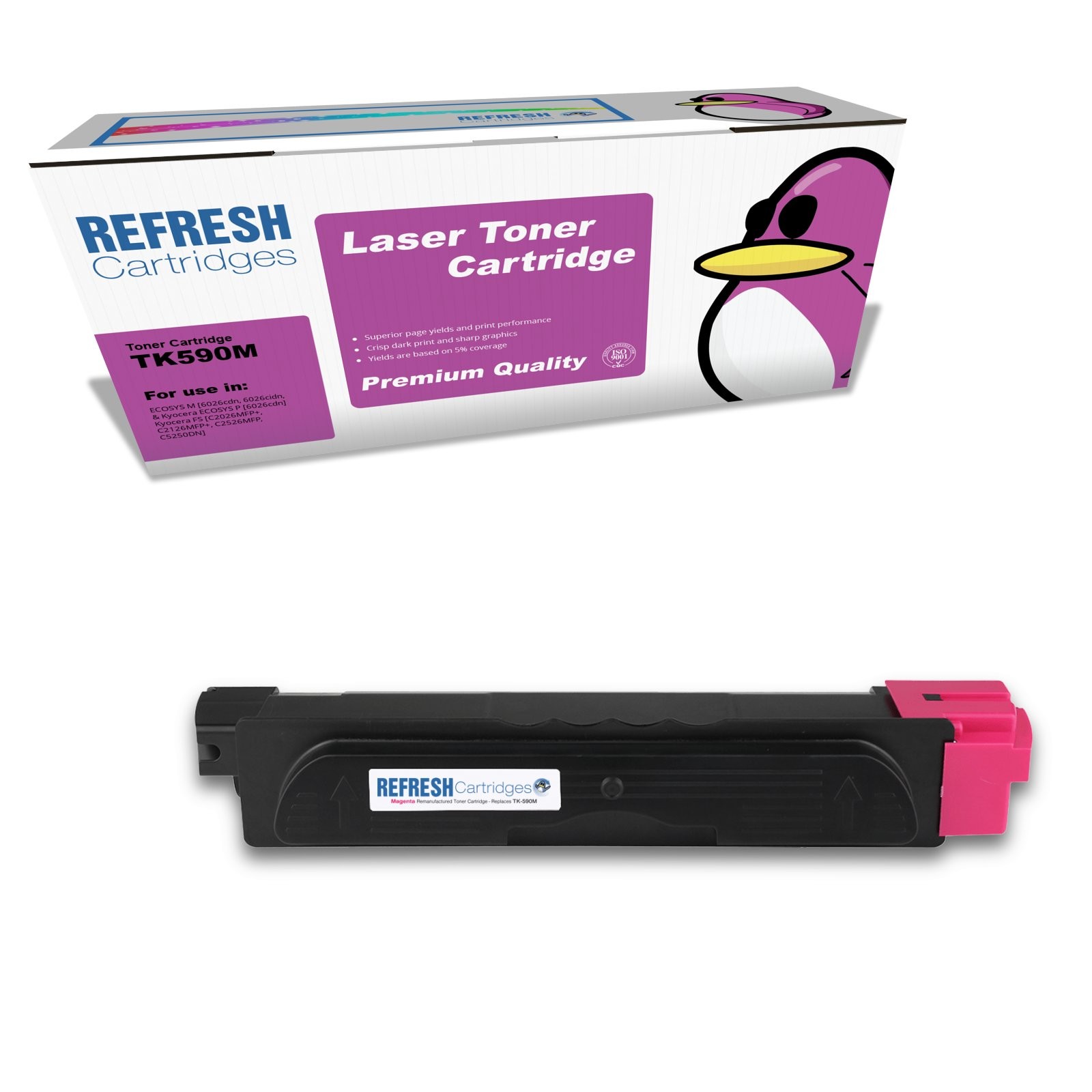 Refresh Cartridges Magenta TK-590M Toner Compatible With Kyocera Printers
