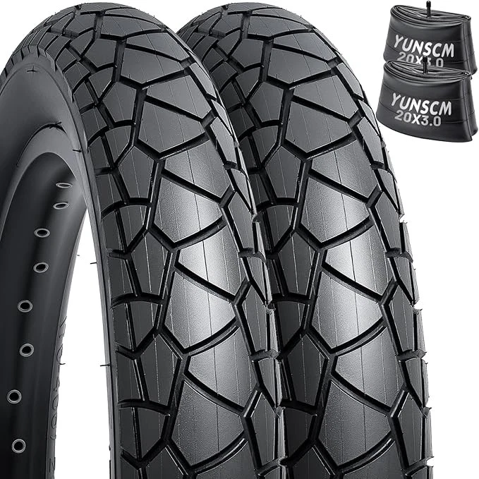 YUNSCM 2 Stück 20" E-Bike Fat Reifen 20×3.0/76-406 All-Terrain Richtprofil