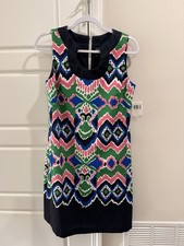 NWT Ikat Sleeveless Shift Colorblock 60s Dress Sz 6 Spring Wedding Dress Guest