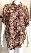 Vintage 90s Abstract Print Rayon Button Down Shirt L