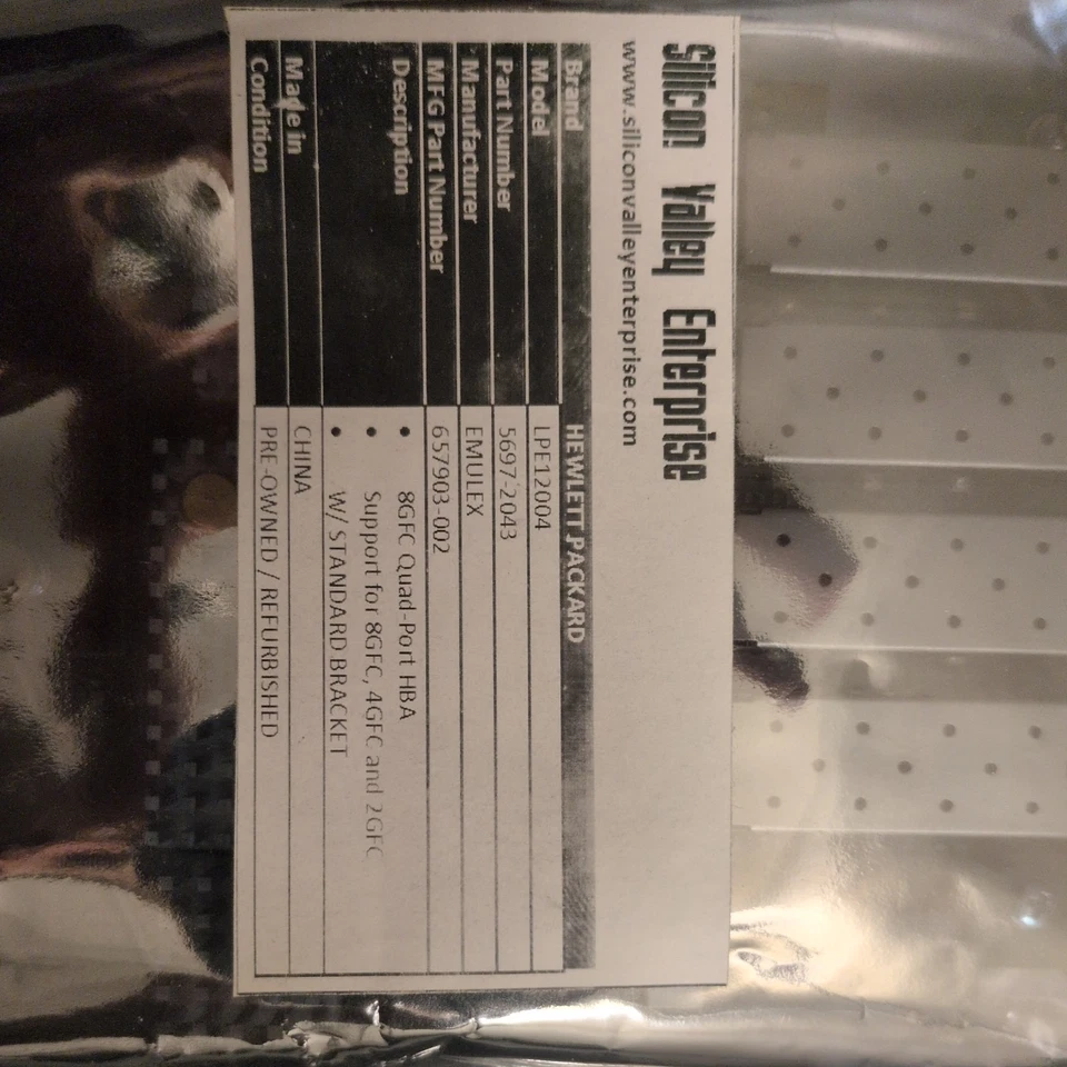 Hpe EMULEX 8G FC 4-Port LPE12004 5697-2043 PCIe - Bracket Mount Not Included - Image 2 of 4