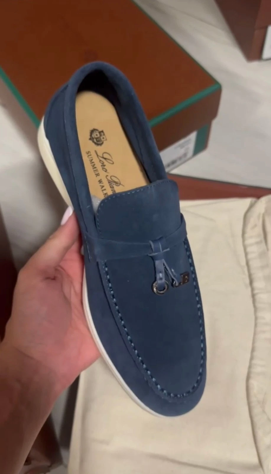 Loro Piana Summer Walk Loafers Women Blue Suede EU 37 US 7