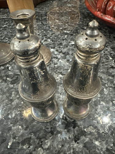 Vintage Lot Sterling Silver Weighted Candle Stick Holders Scrap Or Use 2 Lb 12 - Picture 3 of 7