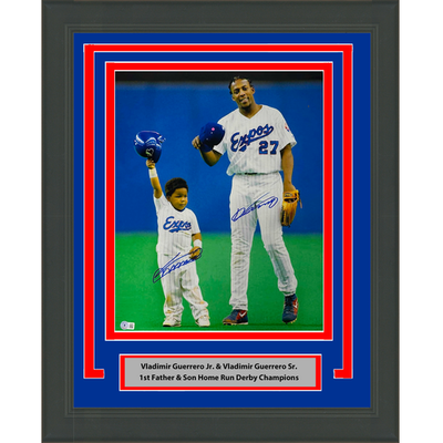 Framed Autographed/Signed Vladimir Vlad Guerrero Jr. & Sr