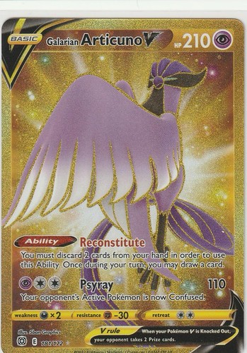 Galarian Articuno V 181/172 Secret Rare Brilliant Stars Pokemon Holo Near Mint