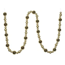 Vickerman 9' Plastic Assorted Christmas Ball Ornament Garland in Champagne Gold