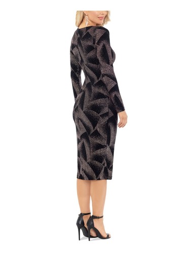 B&A BY BETSY & ADAM Womens Black Lined Long Sleeve Sheath Dress 4 - Picture 6 of 8