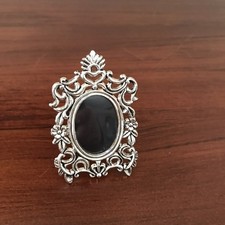 Ornate Mini Picture Frame Silver Tone 1in Photo Tabletop Decor Victorian Metal