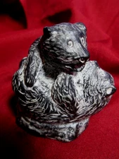 Vintage Soapstone 2 Frolicking Bears A Wolf Original Hand Made 2.5” Sculpture