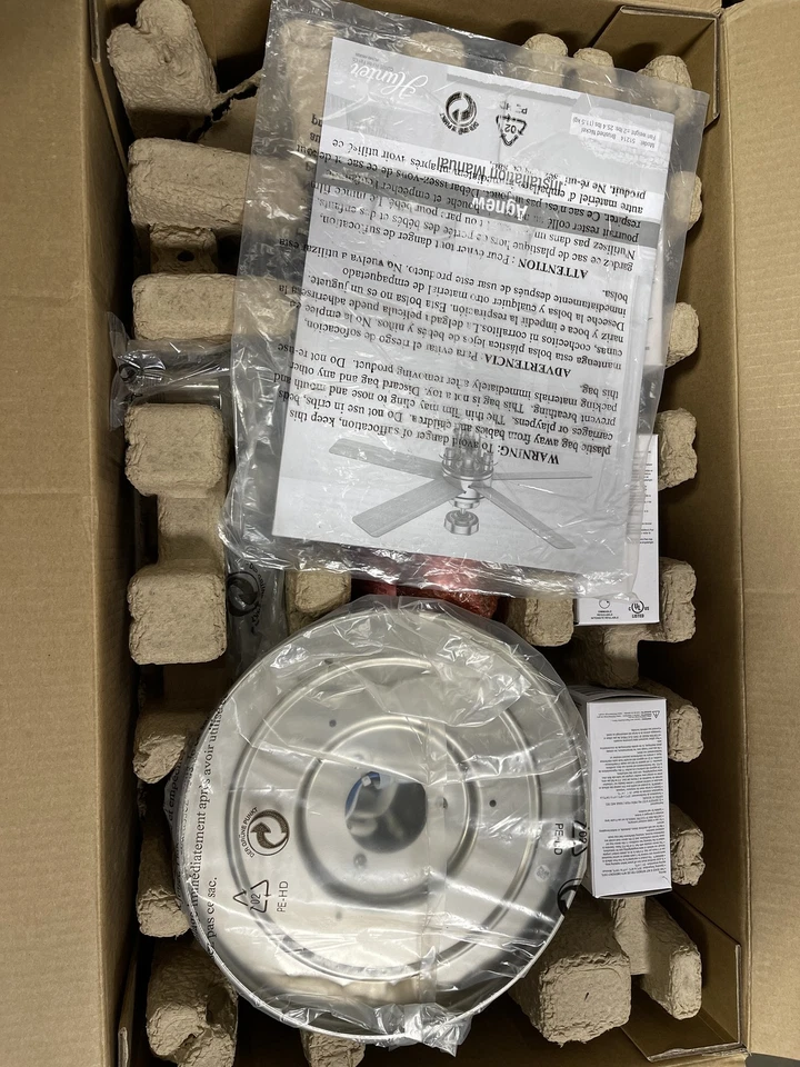 Hunter Agnew 52in LED Indoor Brushed Nickel Ceiling Fan 51214 (Missing Parts) - Image 2 of 4