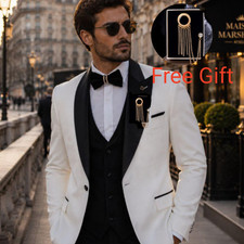Wedding Men Suits Regular Fit Formal Jacket Tuxedo Groomman Prom Banquet 3Pcs