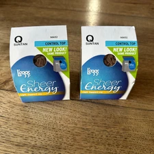 L’eggs Sheer Energy Pantyhose Q SUNTAN Light Support 90652 Leggs 2 Pair Vitality