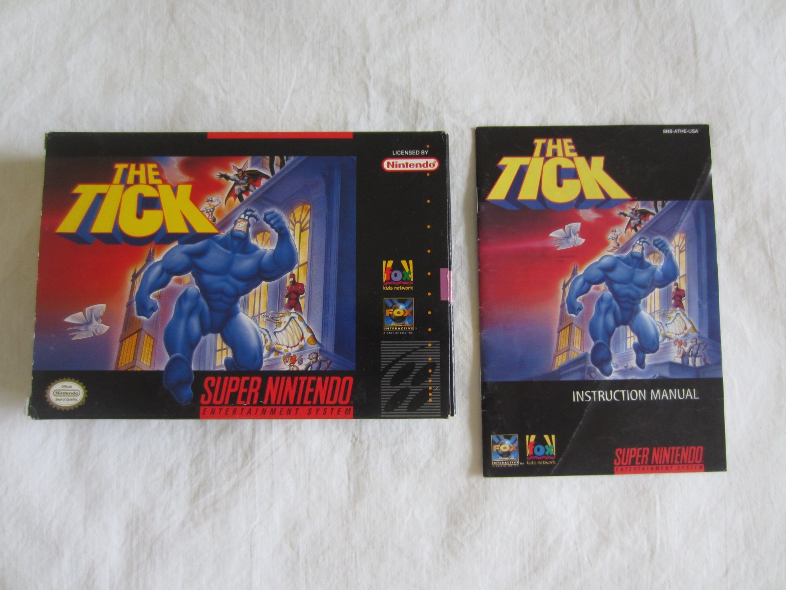 The Tick (SNES) Super Nintendo Box + Manual ONLY Fox 1994 RARE