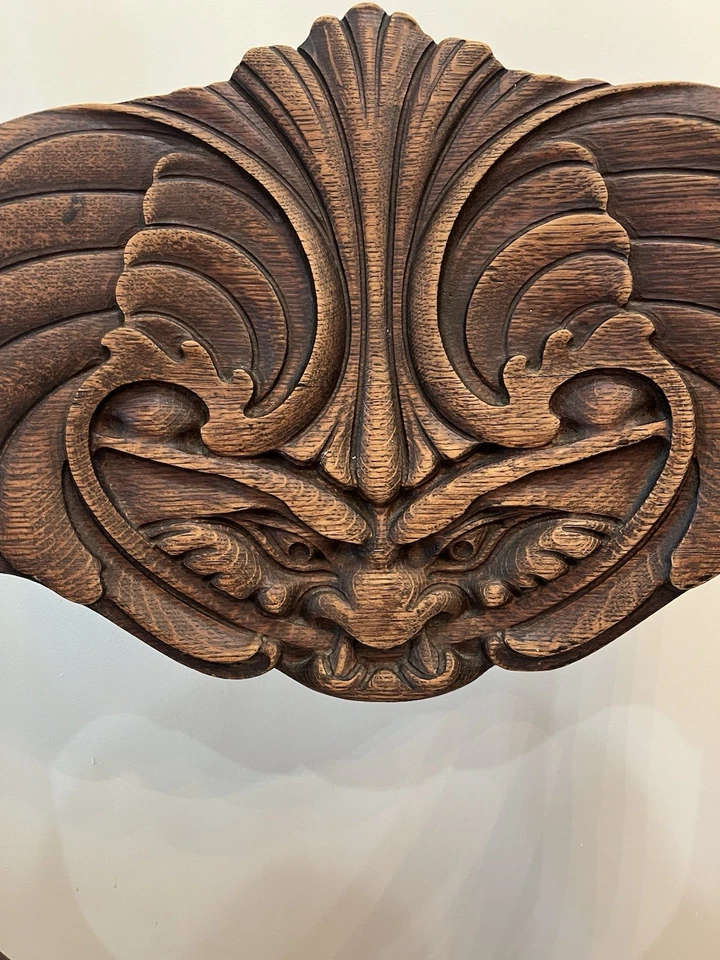 Cadeira antiga Lion Oak North Wind Stomps Burkhardt sólida vitoriana gótica RARA - Imagem 3 de 4