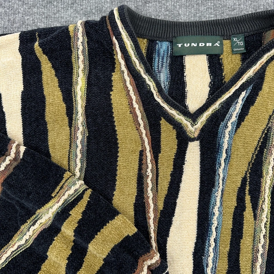 Suéter Tundra De Colección Para Hombres XL 3D Tejido Cuello en V Grueso Texturizado Canadá Hip Hop Foto 3 de 4