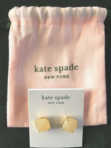 KATE SPADE NEW YORK WOMEN'S SMALL SQUARE STUD EARRINGS LIGHT PINK WITH POUCH NWT - Picture 2 of 3