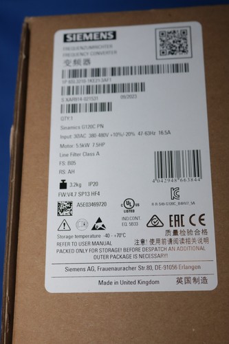 SIEMENS 6SL3210-1KE21-3AF1 VARIADOR DE FRECUENCIA INVERSOR 5.5kW SINAMIC G120C PN - Imagen 3 de 3