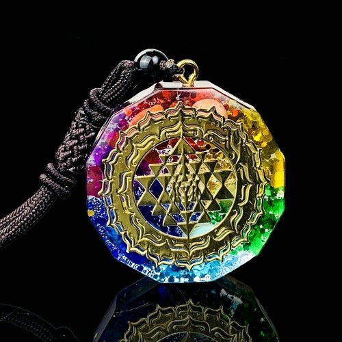 Collana Unisex Con Ciondolo In Orgonite E Pietre Naturali - 7 Chakra - Energia Curativa Reiki