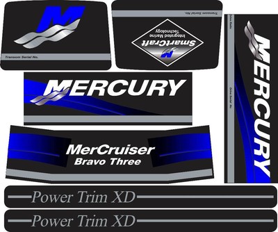 MERCRUISER BRAVO THREE TWIN PROP W//GRAY RAMS STICKER SET