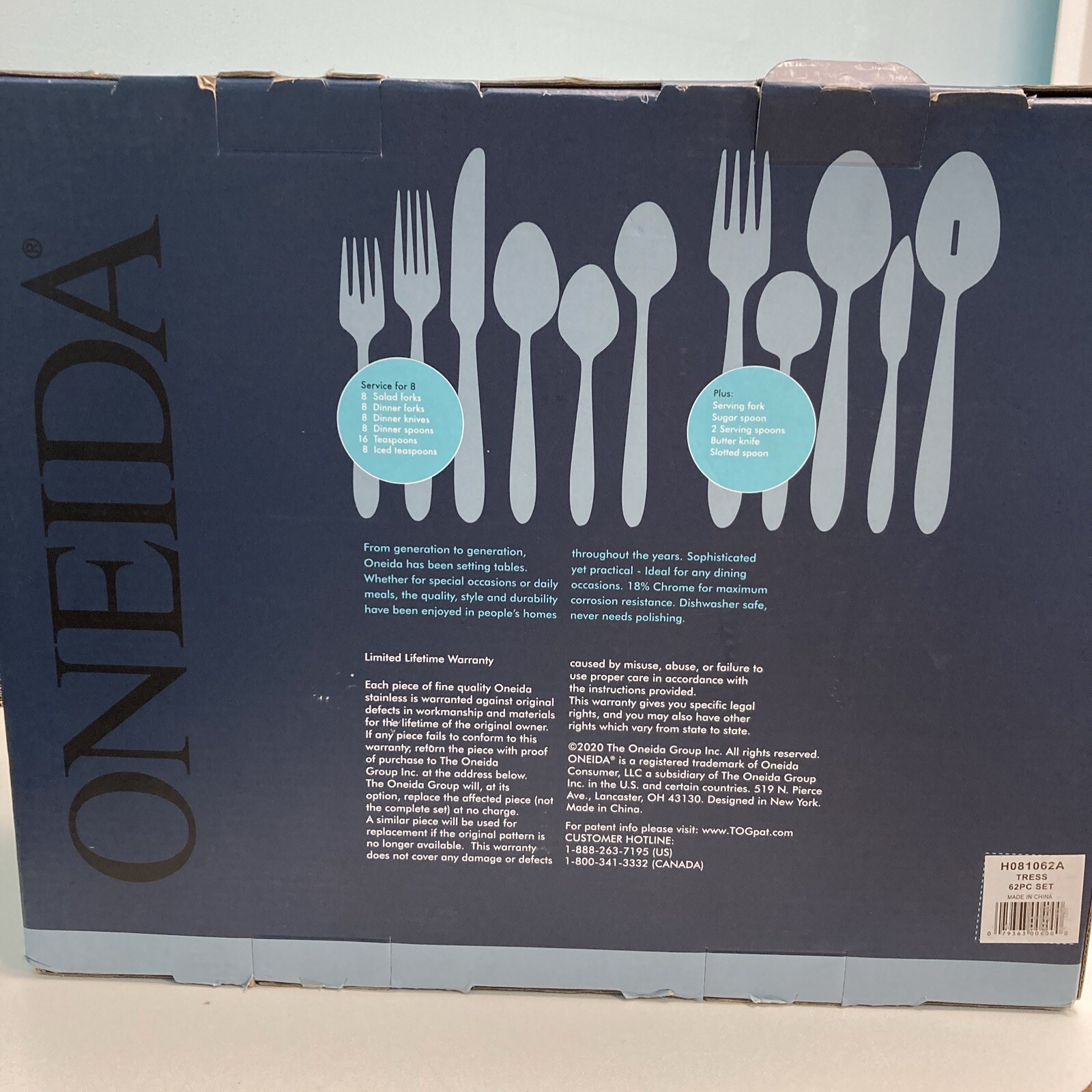 ONEIDA Tress 62pc Service for 8 Flatware Set H081062A for sale online