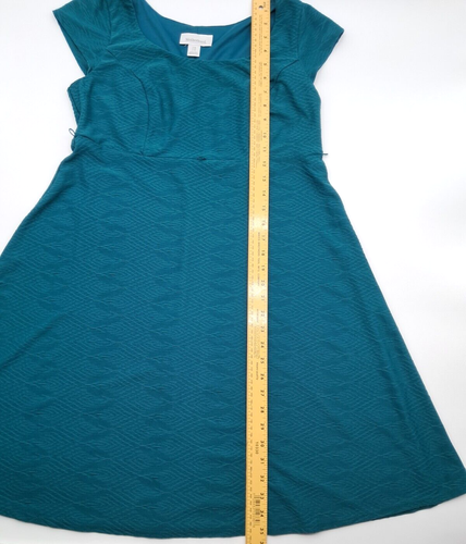 Motherhood Babydoll Maternity Dress Size M Teal A-line Cap Sleeve Empire Waist - Picture 5 of 8