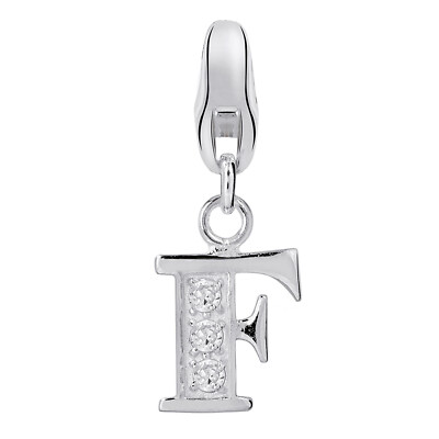 Dream Charms Women Charm Pendant 925 Sterling Silver Letter F with Cubic Zirconia