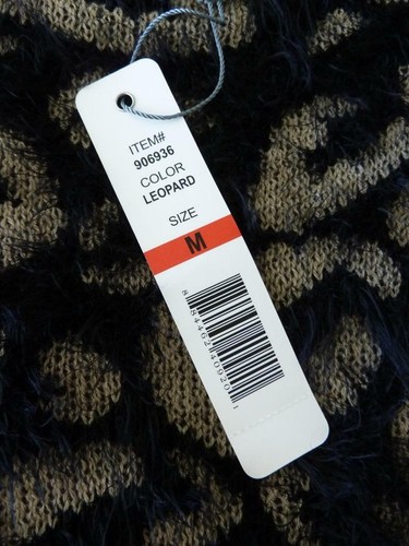 Nuevo con etiquetas Joseph A. Suéter suéter con patrón de leopardo ultra suave y peludo negro y bronceado ~ M - Imagen 11 de 12