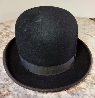 Equestrian Vintage Black Bowler Hat Christys London UK