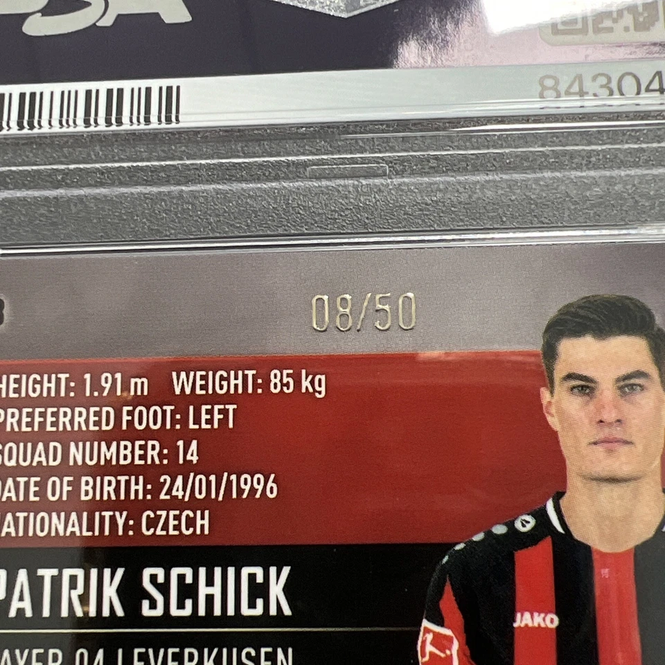 2021 Topps Stadium Club Chrome PATRIK SCHICK GOLD Leverkusen /50 PSA 10 - Image 3 of 3