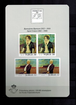 Briefmarken, Norwegen,1982, Block 4 auf Kartonpapier, 870-871 B ...