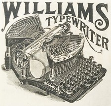 c1890s WILLIAMS Visible Typewriter WRITES IN SIGHT No Ribbon Vtg Office Print Ad thumbnail
