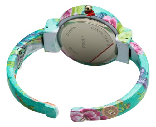 Blekon Collections Analog Quartz Womens 32mm Case Floral Design Cuff Bange Watch - 第 17/60 張圖片