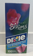 Vtg Dixie Bathroom Cups 5 oz Beautiful Blooms Floral Design 100 Pack Open Box