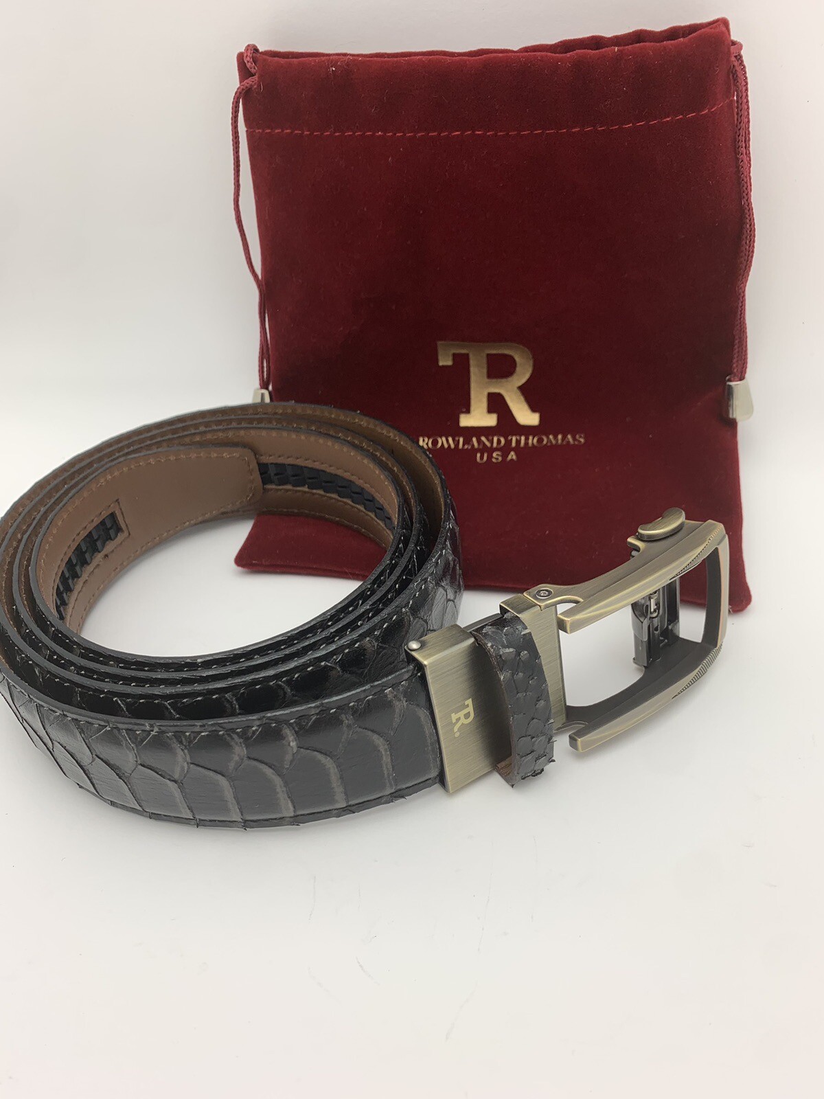 Rowland Thomas Series NEXTBELT, Black Leather Crocodi… Gem