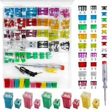 Car Fuses Assortment Kit with Tester 156PCS Auto Fuse Standard Small Mini Siz...