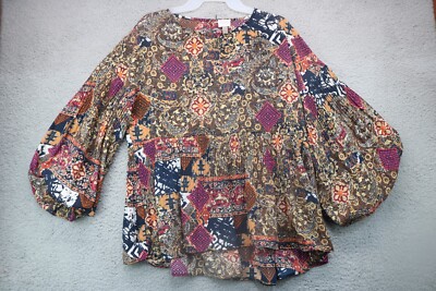 Women's Cupio Top-Size Large-Balloon Sleeves-100% Polyester
