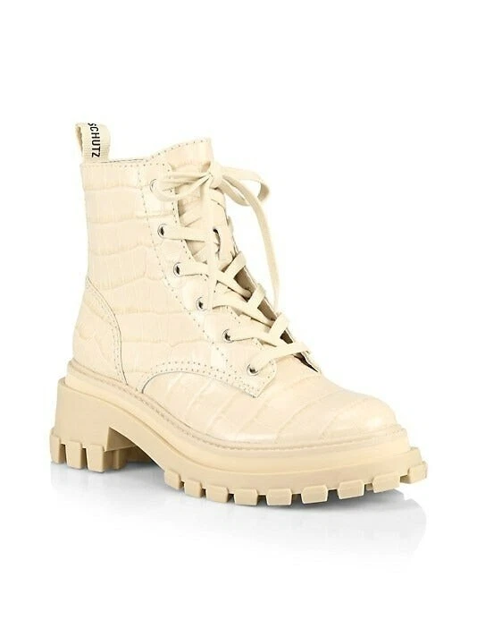 orly crocodile embossed leather bootie